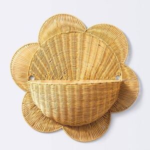 Cloud Island Woven Flower Wall Basket - Natural